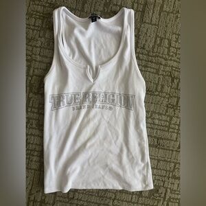 True Religion Women's White Logo Tank Top
